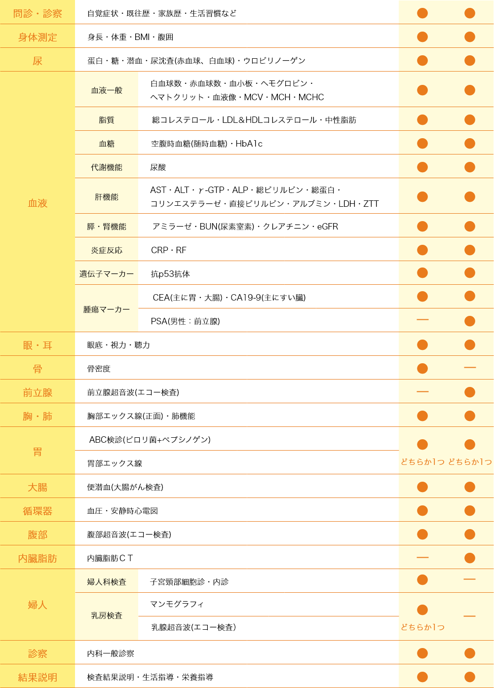 基本検査内容